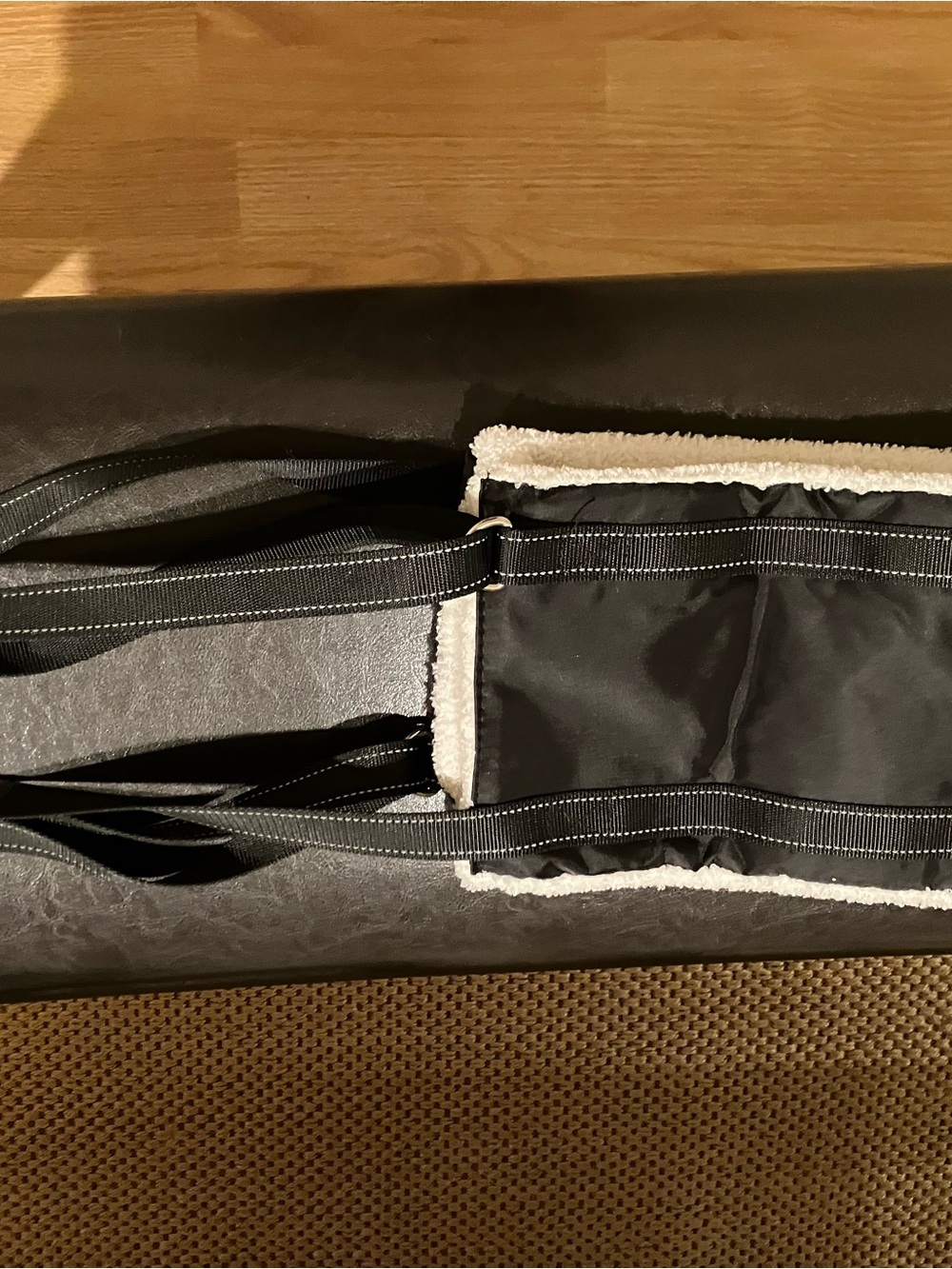 Padded Black Dog Sling with Soft Sherpa Trim
